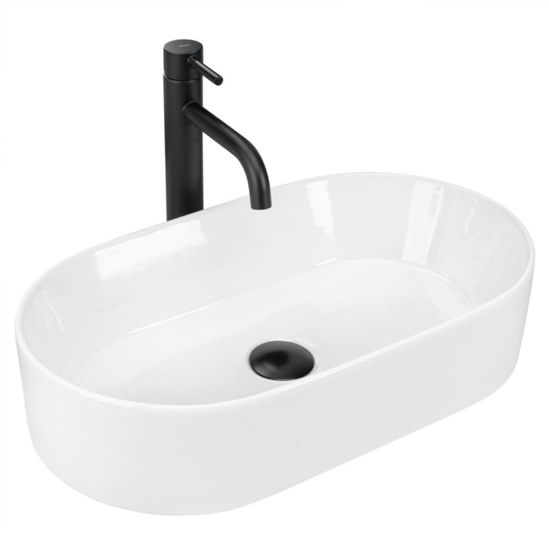 Rea Layla Oval Bordmonteret Håndvask 50 Hvid 53 x 30 x 11,5 cm 1 stk
