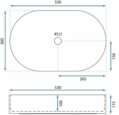 Rea Layla Oval Bordmonteret Håndvask 50 Hvid 53 x 30 x 11,5 cm 1 stk