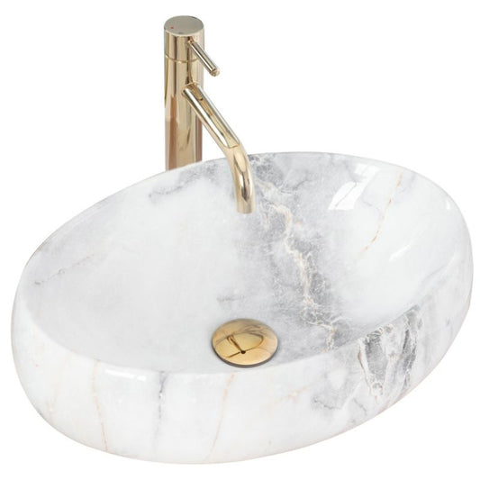 Bordmonteret vask Rea Linda granit oval hvid 48,5 x 34 x 14,5 cm 1 stk