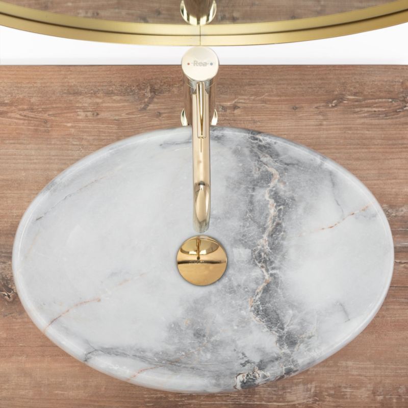 Bordmonteret vask Rea Linda granit oval hvid 48,5 x 34 x 14,5 cm 1 stk