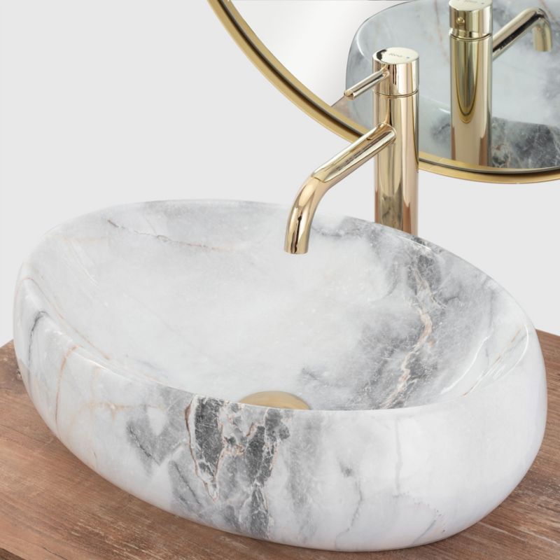 Bordmonteret vask Rea Linda granit oval hvid 48,5 x 34 x 14,5 cm 1 stk