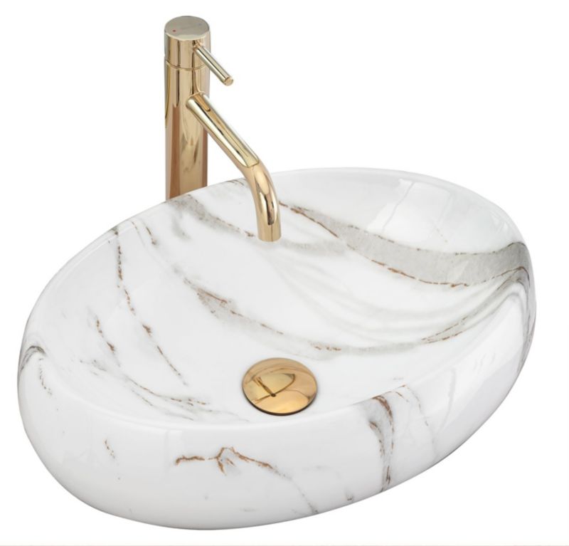 Rea Linda Lava oval bordmonteret vask hvid 48,5 x 34 x 14,5 cm 1 stk