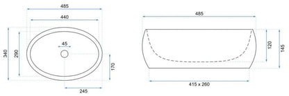 Rea Linda Lava oval bordmonteret vask hvid 48,5 x 34 x 14,5 cm 1 stk