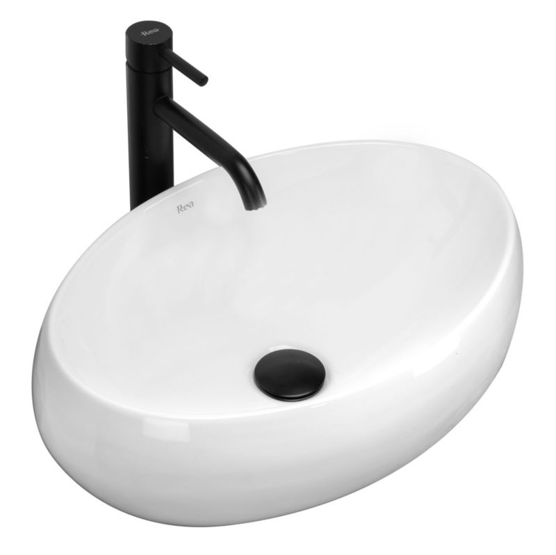 Rea Linda oval bordmonteret vask hvid 48,5 x 34 x 14,5 cm 1 stk