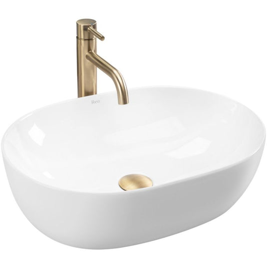 Rea Lisa oval bordmonteret vask i hvid 49 x 35 x 14 cm, 1 stk