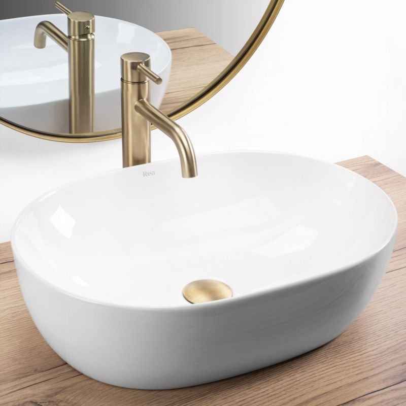 Rea Lisa oval bordmonteret vask i hvid 49 x 35 x 14 cm, 1 stk