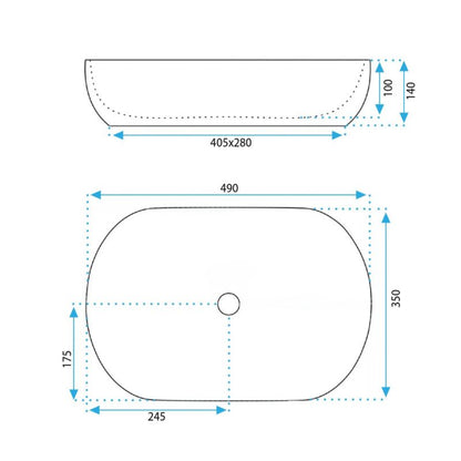 Rea Lisa oval bordmonteret vask i hvid 49 x 35 x 14 cm, 1 stk
