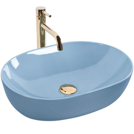 Rea Lisa oval bordmonteret vask i blå 49 x 35 x 14 cm, 1 stk