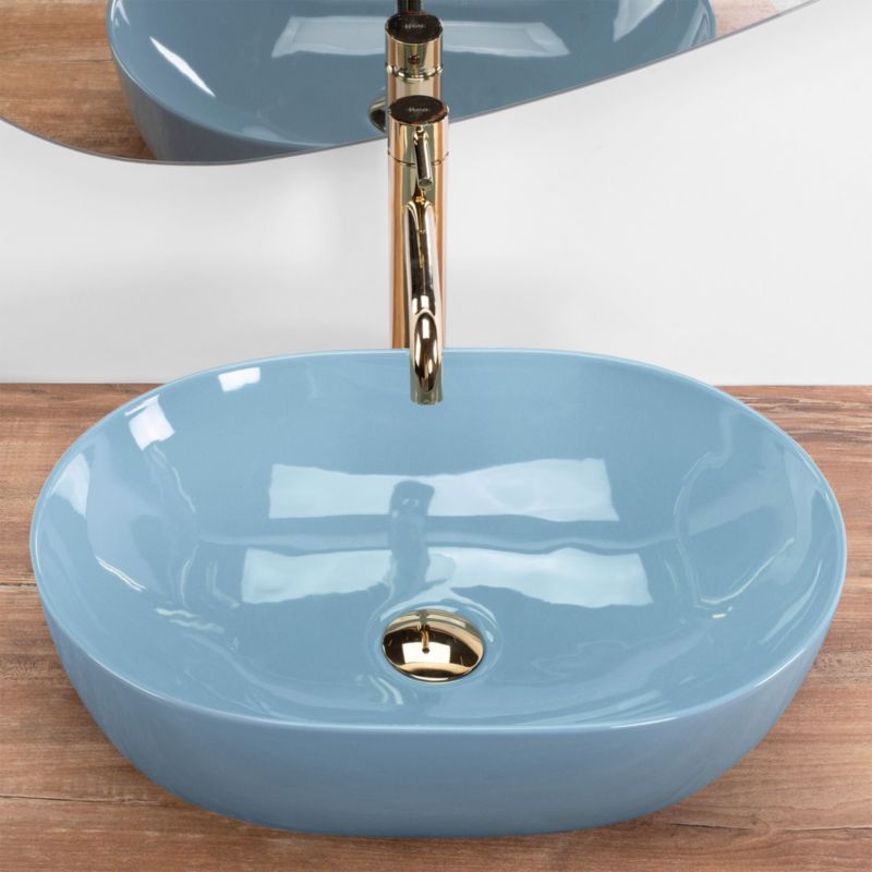 Rea Lisa oval bordmonteret vask i blå 49 x 35 x 14 cm, 1 stk
