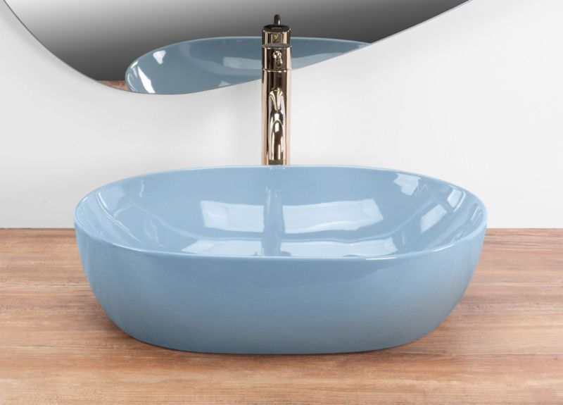 Rea Lisa oval bordmonteret vask i blå 49 x 35 x 14 cm, 1 stk