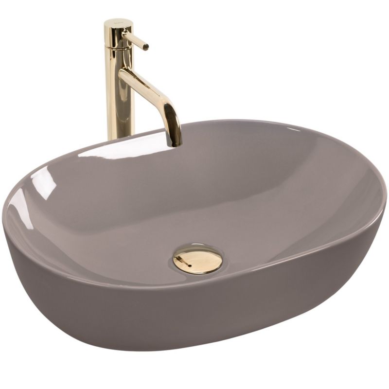 Lisa Shiny ovalt bordmonteret vask i beige 49 x 35 x 14 cm, 1 stk