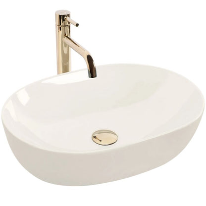 Oval Bordvask Rea Lisa Shiny Ecru Højglans 49x35x14 cm