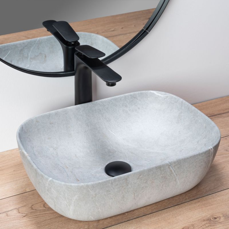 Rea Livia rektangulær bordmonteret vask i grå, 46,5 x 33,5 x 13,5 cm, 1 stk