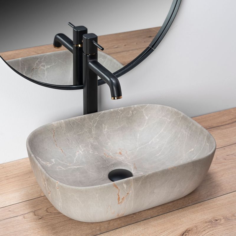 Rea Livia rektangulær bordmonteret vask i beige 46,5 x 33,5 x 13,5 cm, 1 stk