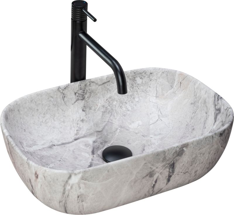 Rea Livia Stone bordmonteret vask rektangulær beige 46,5 x 33,5 x 13,5 cm 1 stk
