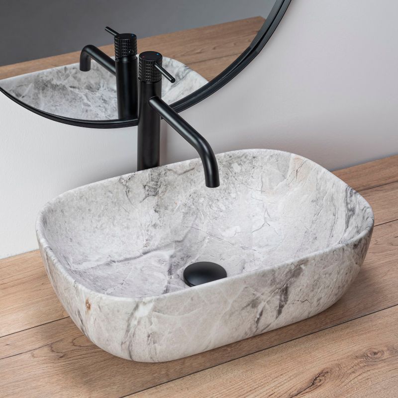 Rea Livia Stone bordmonteret vask rektangulær beige 46,5 x 33,5 x 13,5 cm 1 stk