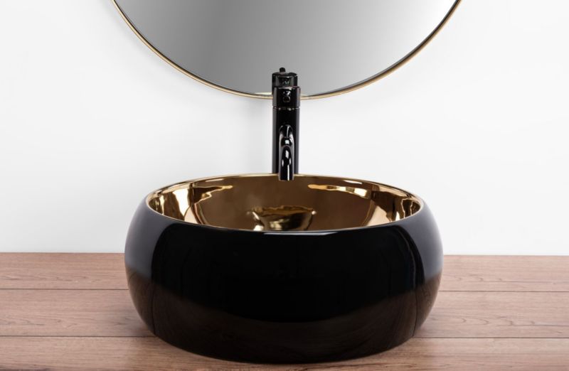 Rea Luna oval bordmonteret vask sort-guld 40 x 40 x 15 cm 1 stk