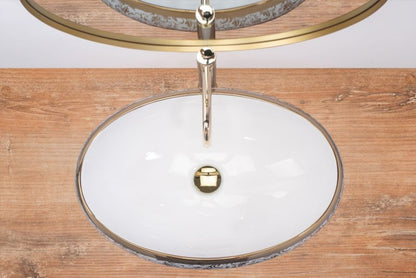 Rea Meryl Oval Bordmonteret Håndvask Hvid-Guld 60 x 40,5 x 14,5 cm 1 stk