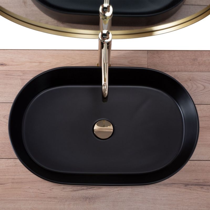 Rea Nadia 60 oval bordmonteret vask i mat-sort 61 x 38,5 x 12 cm, 1 stk