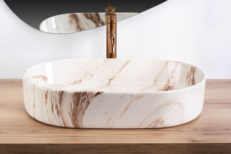 Oval Bordpladevask 60x38 cm Grå Keramik Uden Overløb
