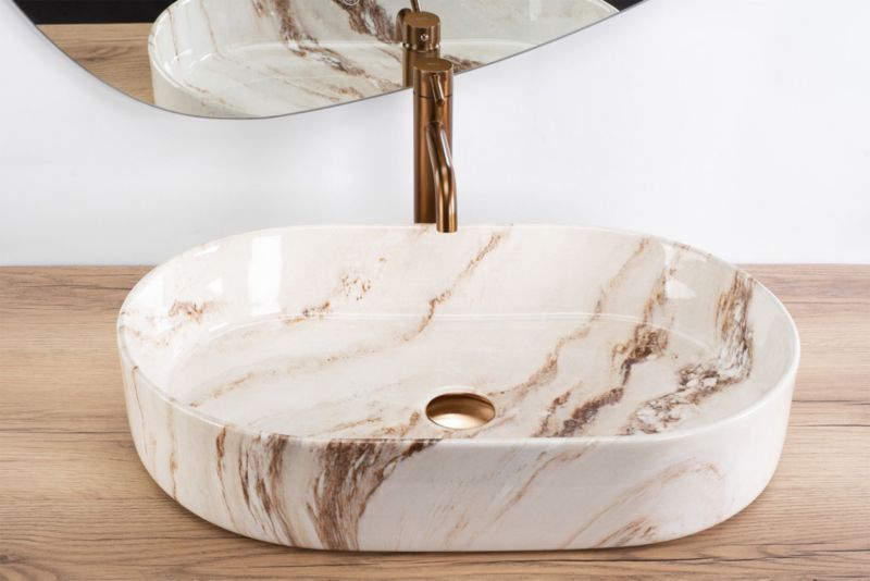 Oval Bordpladevask 60x38 cm Grå Keramik Uden Overløb