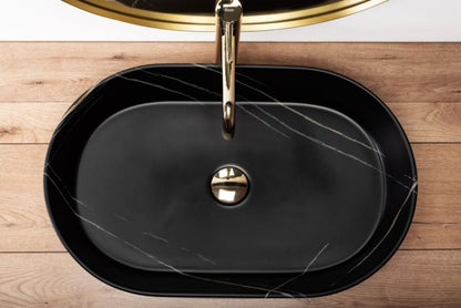 Rea Nadia 60 Stone oval bordmonteret vask i sort 61 x 38,5 x 12 cm 1 stk