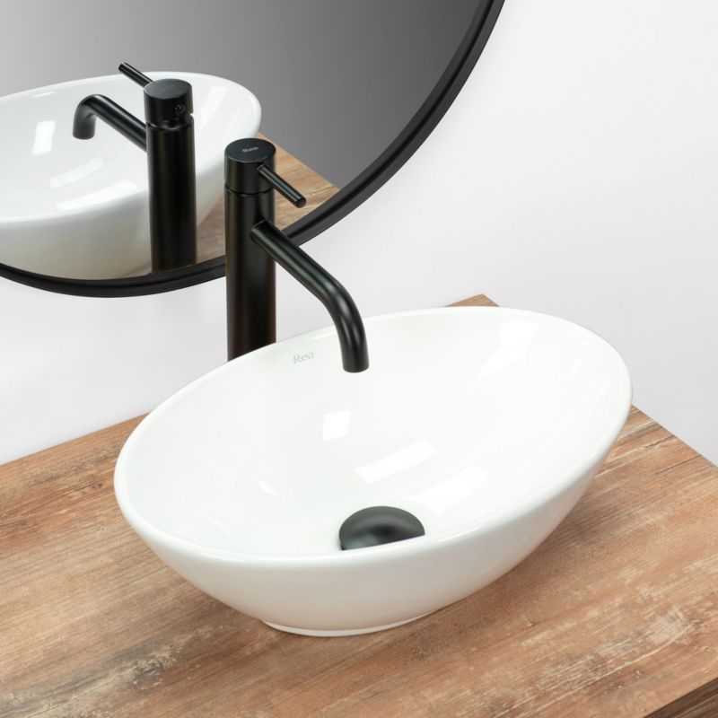 Rea Pamela Mini Oval Bordmonteret Håndvask Hvid 40 x 27 x 14,5 cm 1 stk