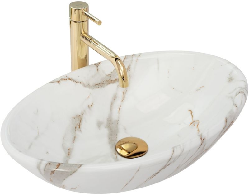 Bordmonteret vask Rea Pamela Shiny Aiax oval hvid 53 x 33 x 15 cm 1 stk