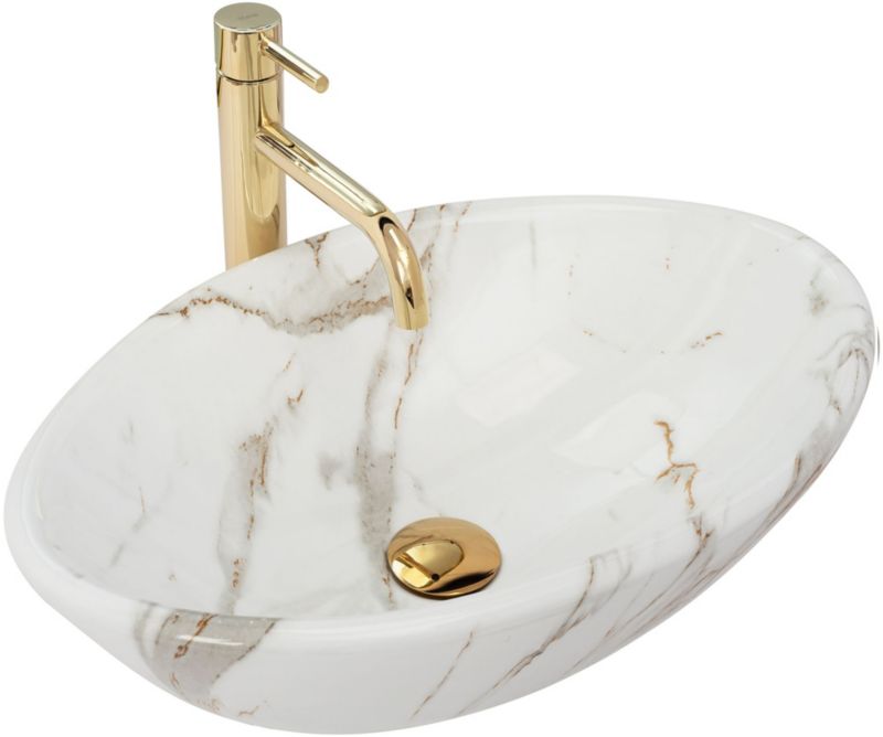 Bordmonteret vask Rea Pamela Shiny Aiax oval hvid 53 x 33 x 15 cm 1 stk
