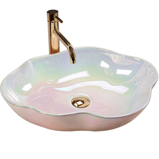 Rea Pearl Akoya oval bordmonteret vask i pink 50,5 x 38 x 13,5 cm, 1 stk