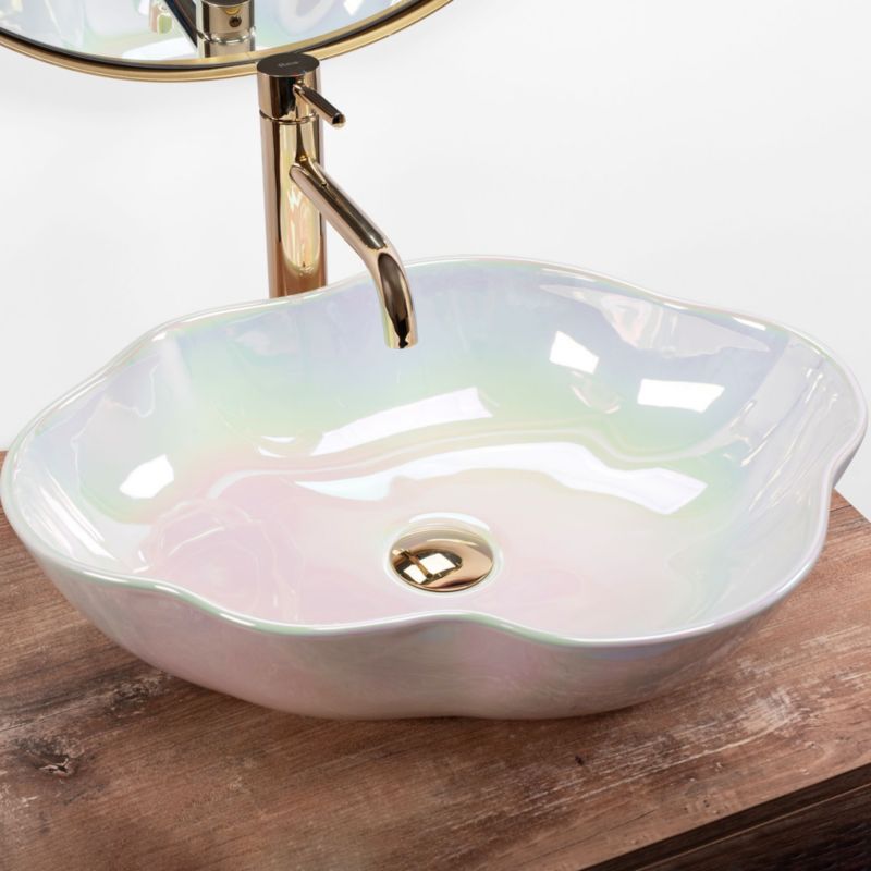 Rea Pearl Akoya oval bordmonteret vask i pink 50,5 x 38 x 13,5 cm, 1 stk