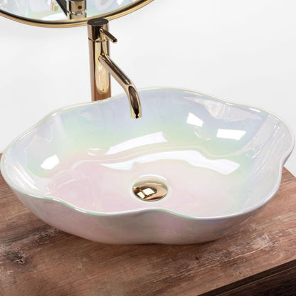 Rea Pearl Akoya oval bordmonteret vask i pink 50,5 x 38 x 13,5 cm, 1 stk