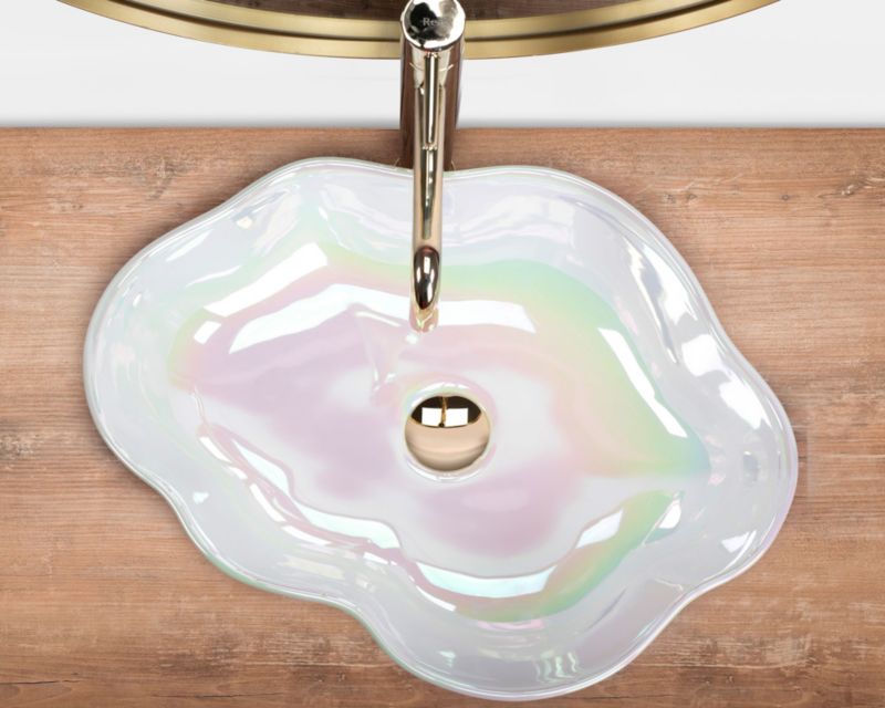 Rea Pearl Akoya oval bordmonteret vask i pink 50,5 x 38 x 13,5 cm, 1 stk