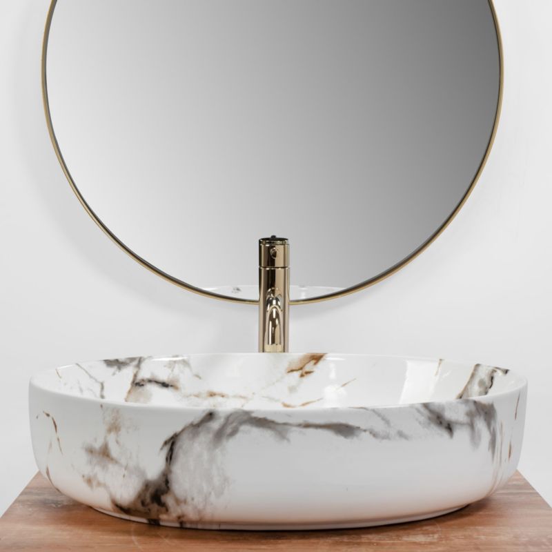Queen Carrara Shiny ovalt bordmonteret vask i hvid 55 x 41,5 x 14 cm