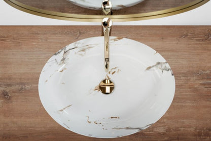 Queen Carrara Shiny ovalt bordmonteret vask i hvid 55 x 41,5 x 14 cm