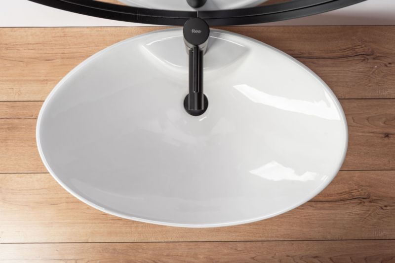 Oval Keramisk Bordhåndvask Hvid 44x21x21 cm
