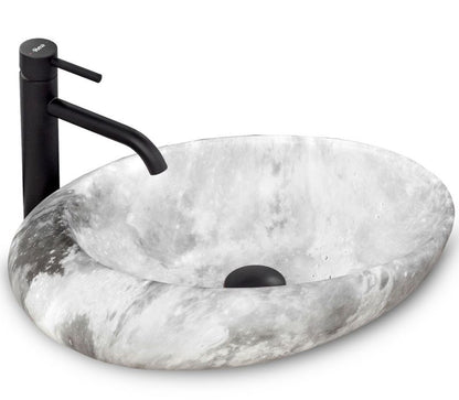 Rea Roxy C Stone L. Ovalt bordmonteret vask i hvid 49 x 31 x 13,5 cm, 1 stk
