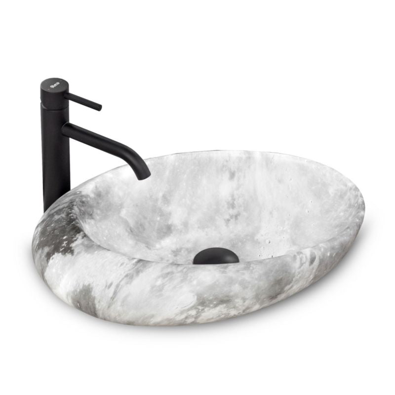 Rea Roxy C Stone L. Ovalt bordmonteret vask i hvid 49 x 31 x 13,5 cm, 1 stk