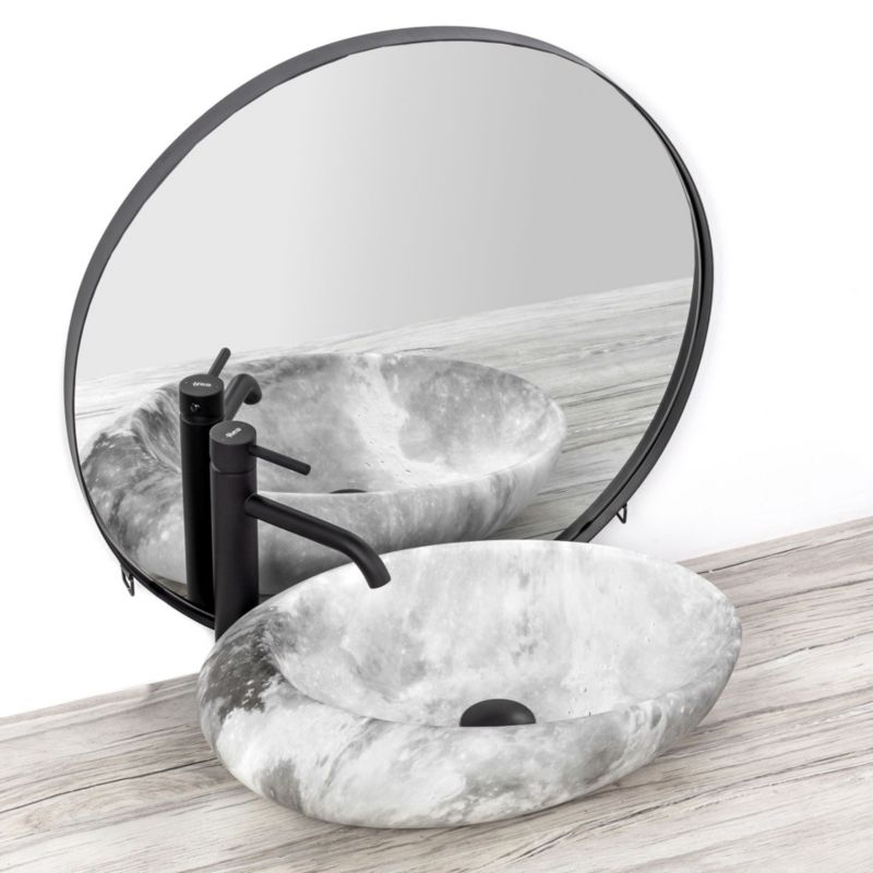 Rea Roxy C Stone L. Ovalt bordmonteret vask i hvid 49 x 31 x 13,5 cm, 1 stk