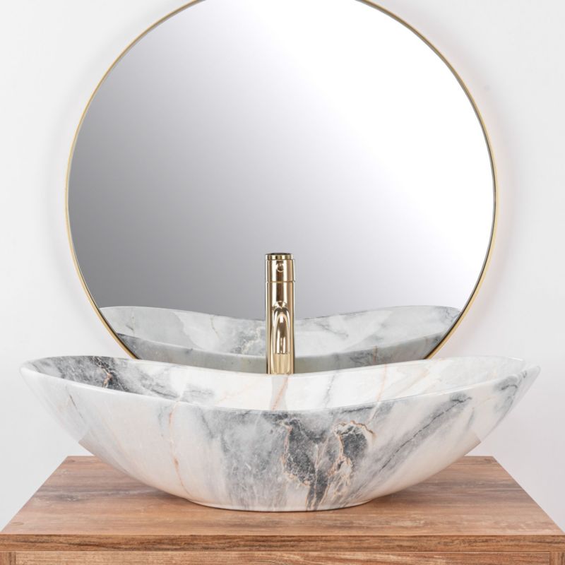 Umywalka Nablatowa Rea Royal Granit Shiny Owalna Biały 62X36X16Cm 1 Szt