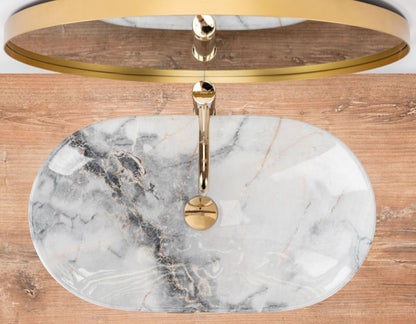 Umywalka Nablatowa Rea Royal Granit Shiny Owalna Biały 62X36X16Cm 1 Szt