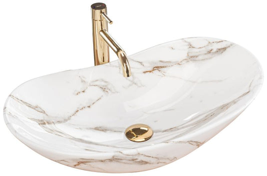 Royal Lava ovalt bordmonteret håndvask i hvid 62 x 36 x 16 cm