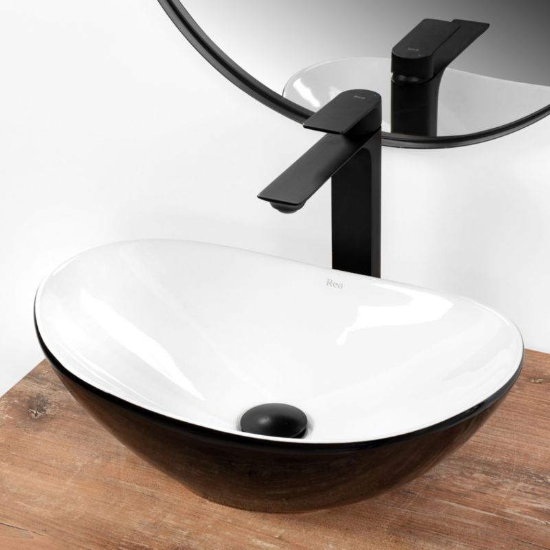 Rea Royal Mini oval bordmonteret vask sort/hvid 47 x 30 x 15 cm 1 stk
