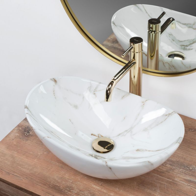 Rea Royal Mini Shiny Aiax oval bordmonteret vask hvid 47 x 30 x 15 cm 1 stk