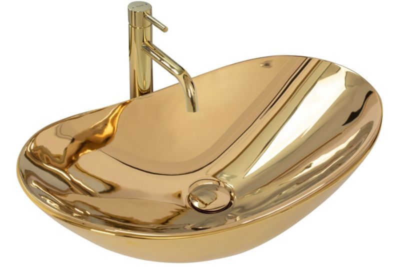 Royal Oval bordmonteret vask i guld 62 x 36 x 16 cm, 1 stk