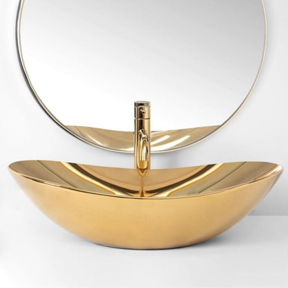 Royal Oval bordmonteret vask i guld 62 x 36 x 16 cm, 1 stk