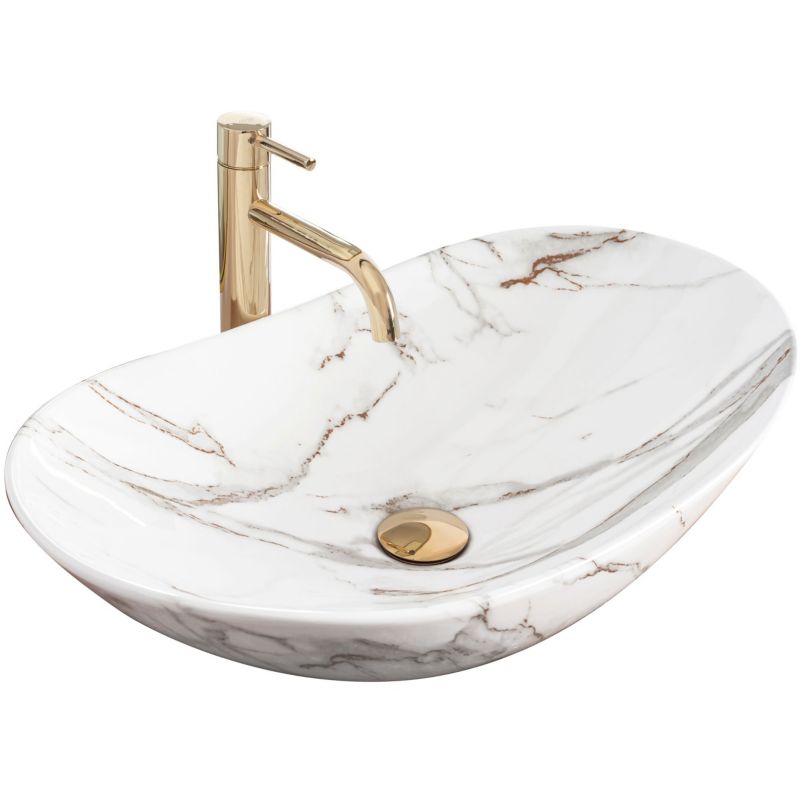 Bordmonteret vask Rea Royal Shiny Aiax oval hvid 62 x 36 x 16 cm 1 stk