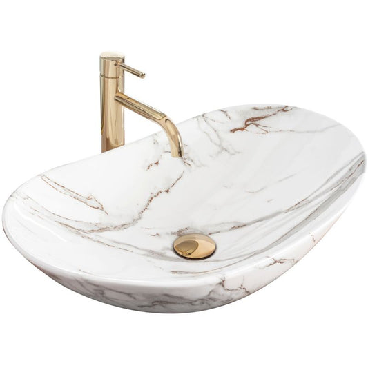 Bordmonteret vask Rea Royal Shiny Aiax oval hvid 62 x 36 x 16 cm 1 stk