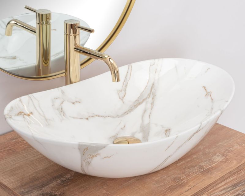 Bordmonteret vask Rea Royal Shiny Aiax oval hvid 62 x 36 x 16 cm 1 stk