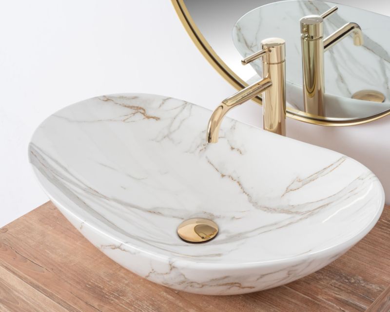 Bordmonteret vask Rea Royal Shiny Aiax oval hvid 62 x 36 x 16 cm 1 stk